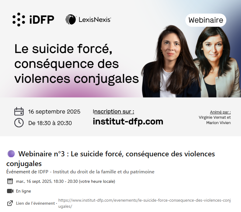 Formatrice des avocats sur le thème "LE SUICIDE FORCE: conséquence des violences conjugales" Formatrice des avocats sur le thème "LE SUICIDE FORCE: conséquence des violences conjugales"