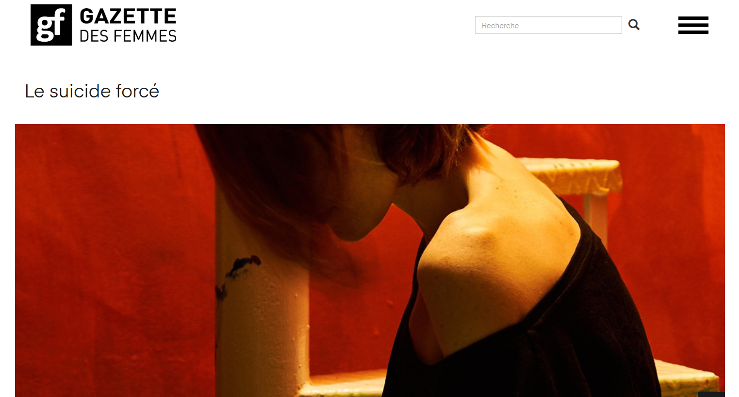 Interview sur le suicide forcé pour "la gazette des femmes" Interview sur le suicide forcé pour "la gazette des femmes"